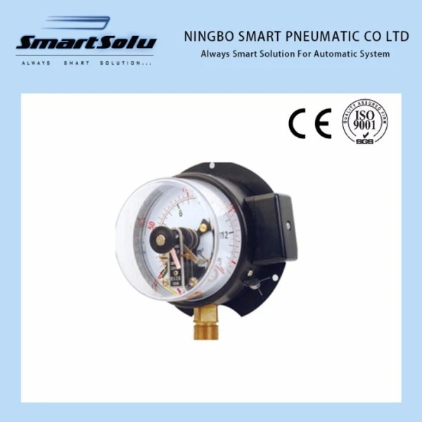Kvalitný továrensky prispôsobený 100 mm čierny elektrický kontaktný manometer